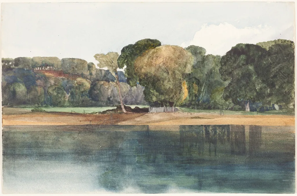 Landscape with Trees and Water, by James Bulwer, graphite, 1834