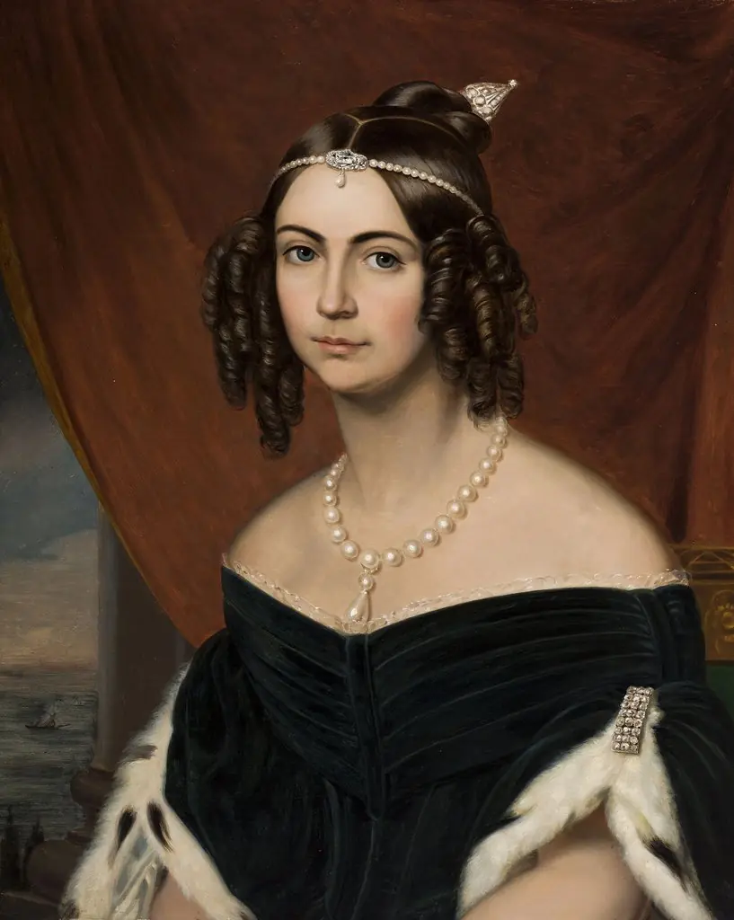 Portrait de Sa Majesté l´Impératrice Douarière du Brésil, Duchesse de Bragance, by Friedrich Dürck, oil, 1839