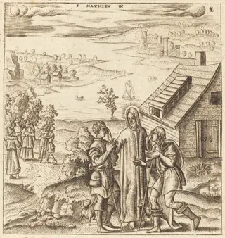 Christ Heals the Two Blind Men, by Léonard Gaultier, ink, 1578