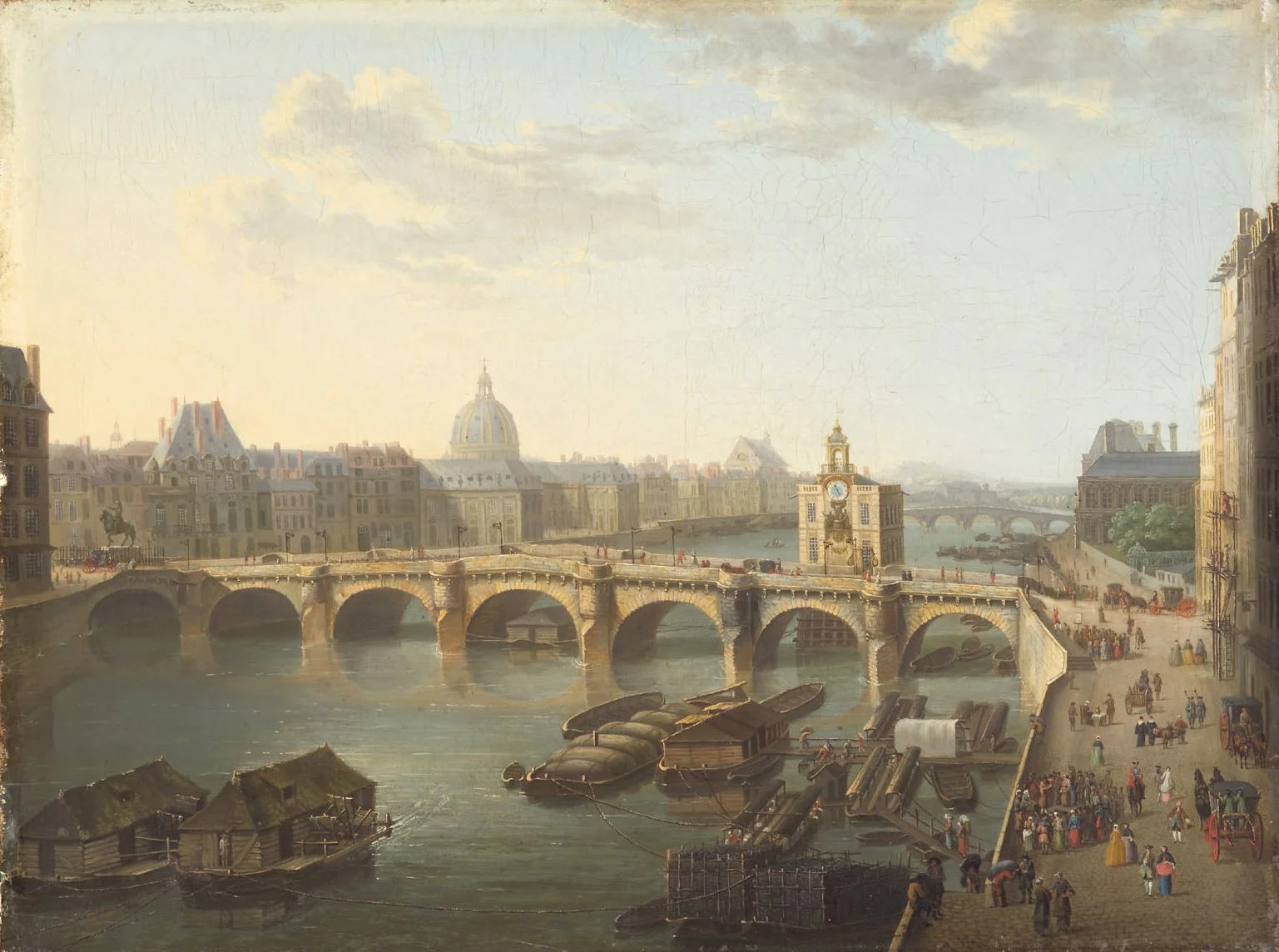 View of the Pont-Neuf in Paris from the Quai de la Mégisserie, detail