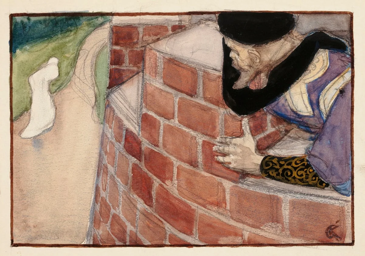 Linnanherra vakoilemassa tytärtään, detail