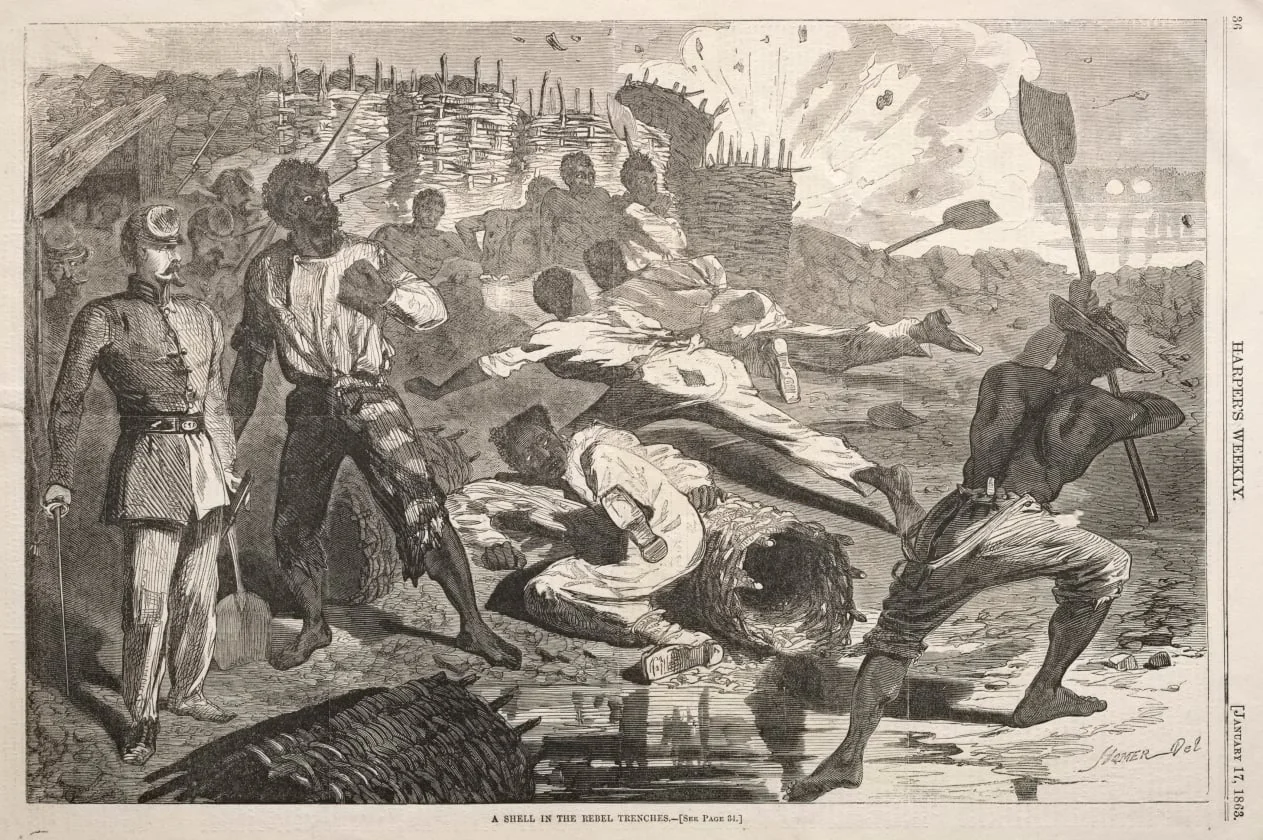 A Shell in the Rebel Trenches, detail