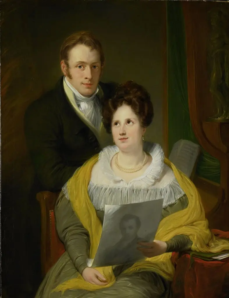 Portrait of a Woman and a Man, by Jan Willem Pieneman, oil, 1829