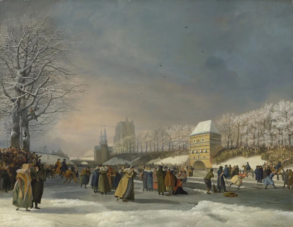 Women’s Skating Competition on the Stadsgracht in Leeuwarden, 21 January 1809, by Nicolaas Baur, oil, 1809