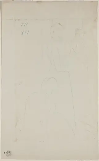 The Fitting [verso], by Mary Cassatt, 1890