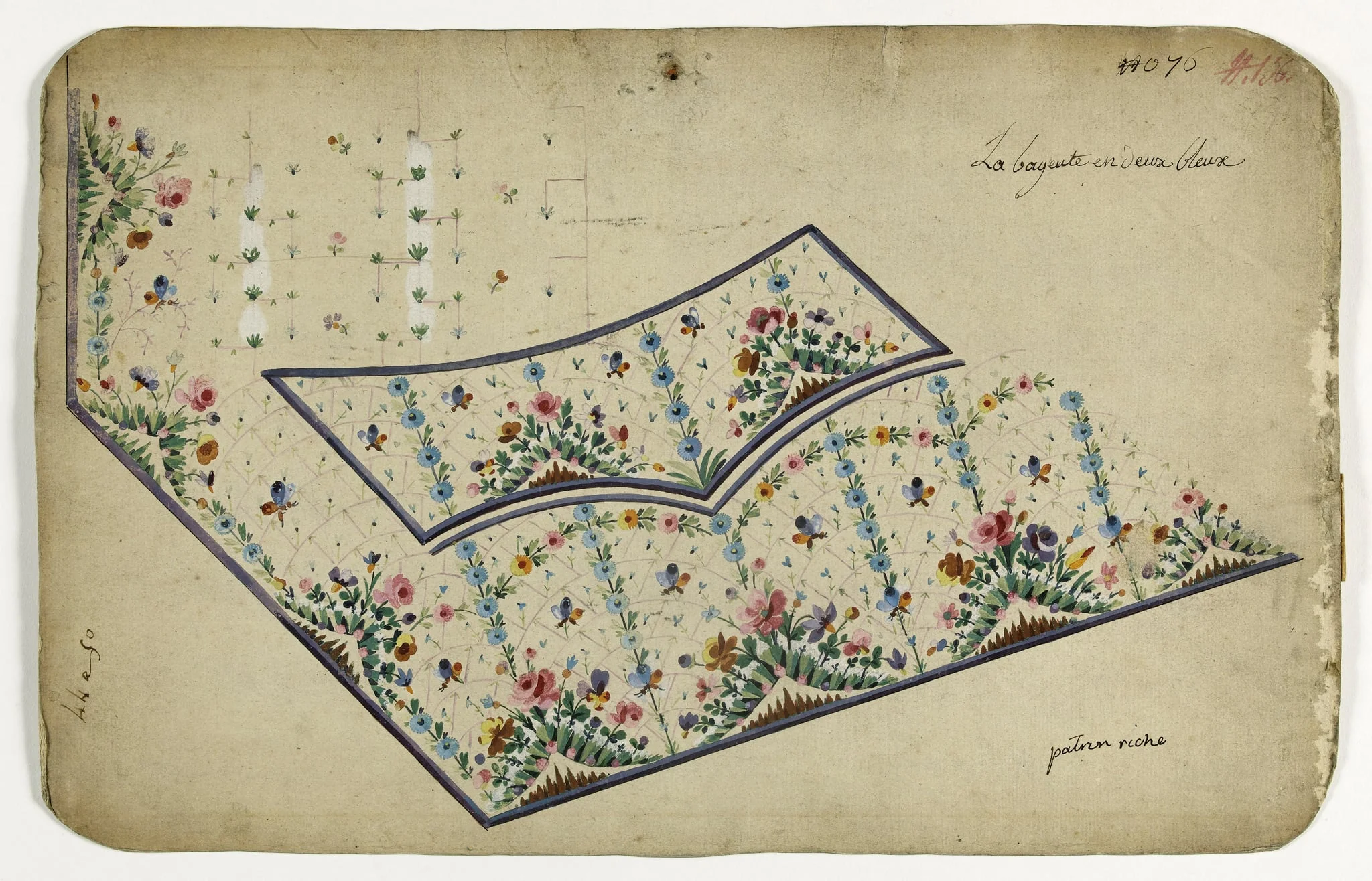 Gilet aux insectes, projets de broderies de gilet, XVIIIème siècle, detail