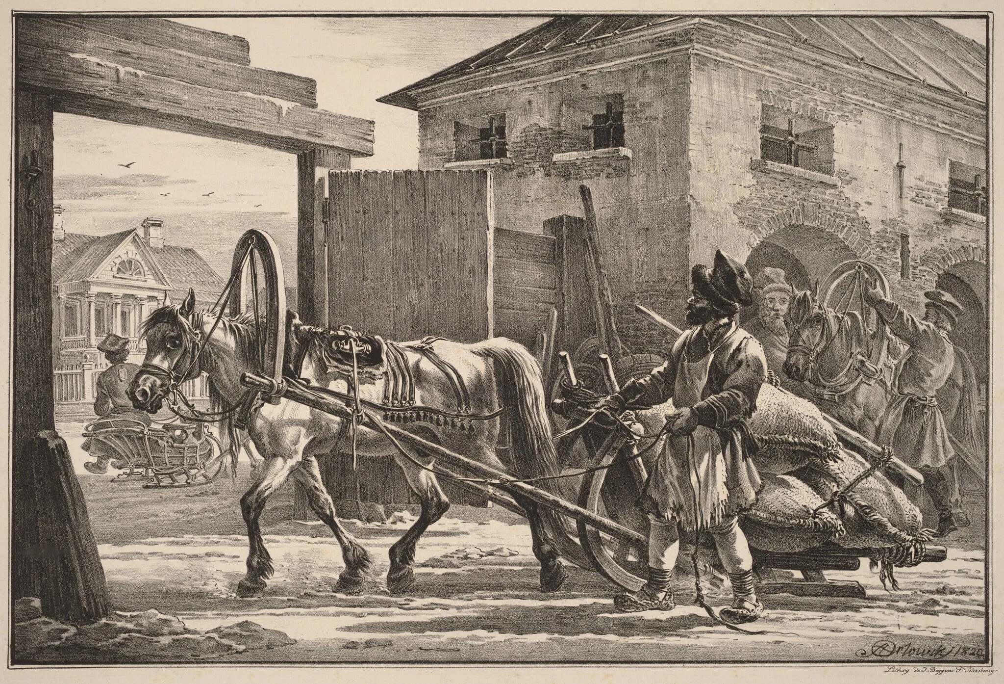 Sled Loaded with Flour Led by an Isvoschik, detail