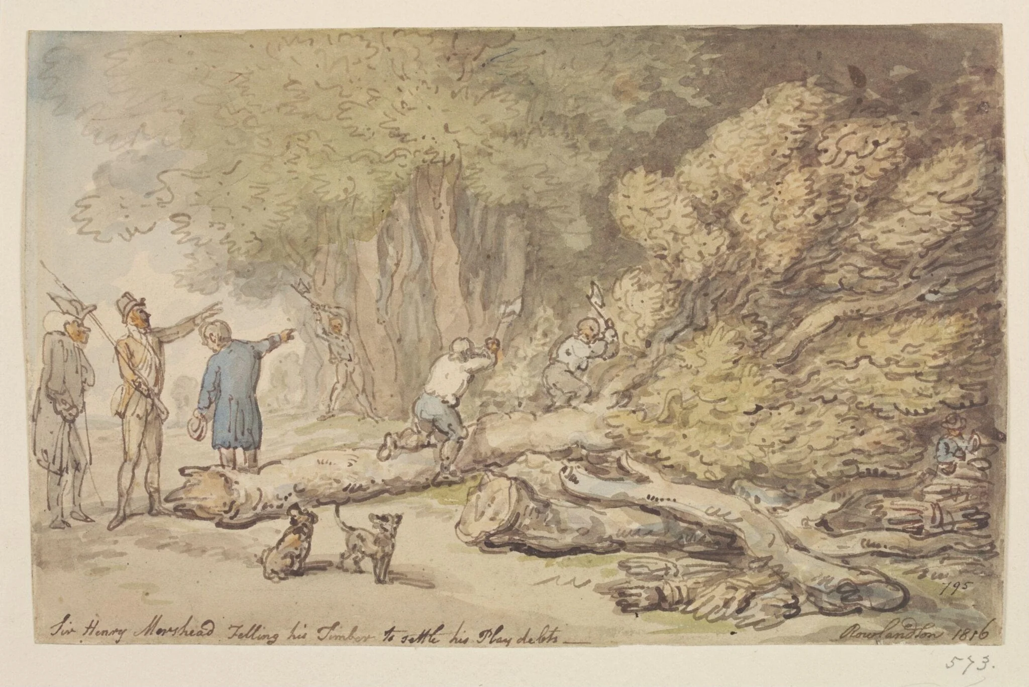 Sir Henry Morshead felling his timber to settle his play debts, detail