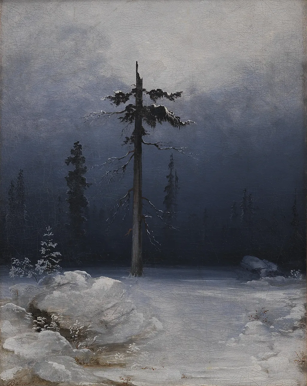 Tree in a Wintry Forest, by Peder Balke, oil, 1850