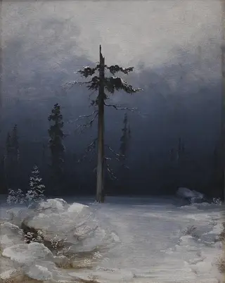 Tree in a Wintry Forest, by Peder Balke, oil, 1850