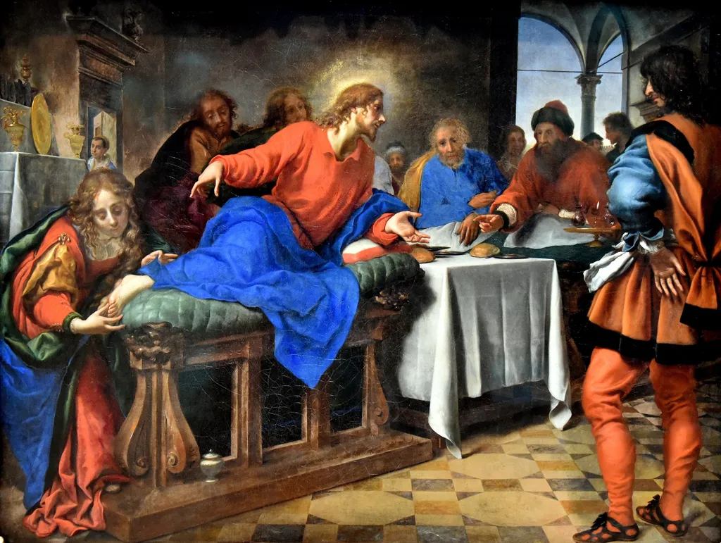Christ and Mary Magdalen in the House of Simon, by Carlo Dolci, oil, 1645