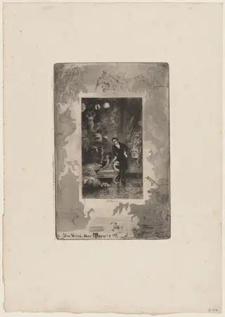 Une Variètè dans L'Amour, by Félix-Hilaire Buhot, ink, 1874