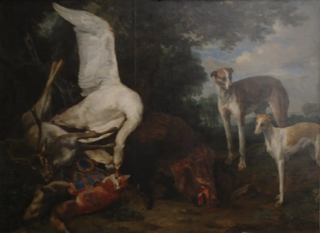 Erlegtes Wild von zwei Hunden bewacht, by Pieter Boel, oil, 1650