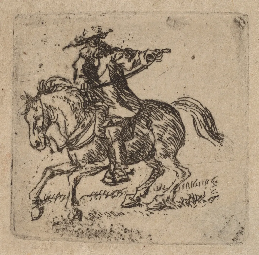 Horseman, by Pieter van Laer, ink