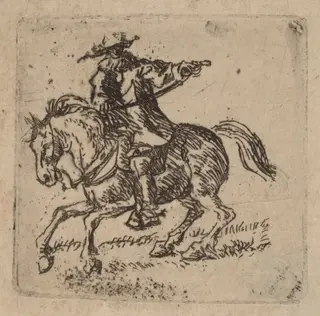 Horseman, by Pieter van Laer, ink