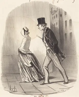 Non, madame, je ne vous quitterai pas..., by Honoré Daumier, ink, 1848