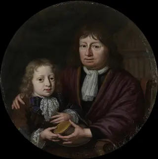 Isaac Pontanus Giving a Gold Medal to his Grandson Hendrik van Beek, by Michiel van Musscher, unspecified, 1695