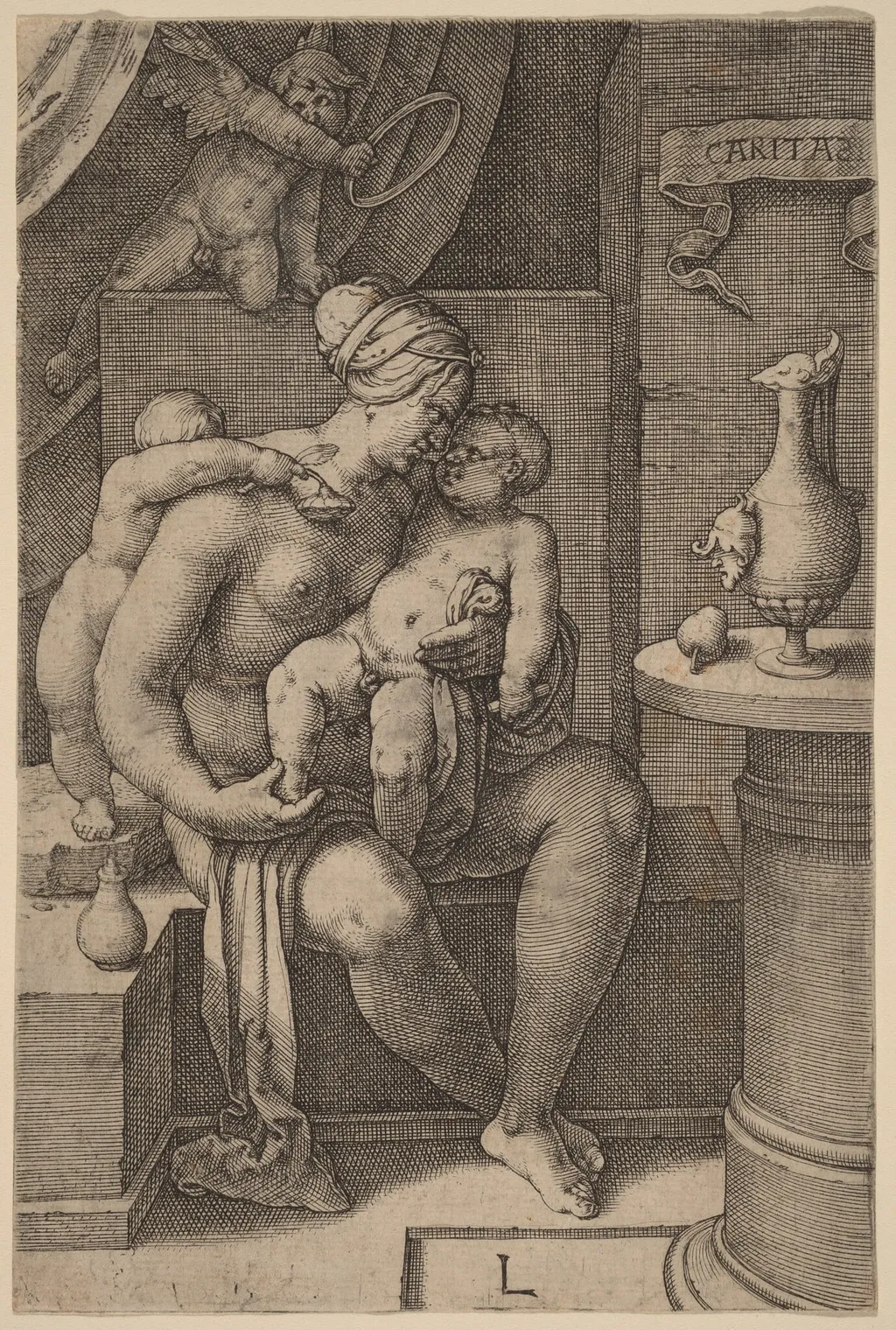 Caritas (Charity), by Lucas van Leyden, ink, 1530
