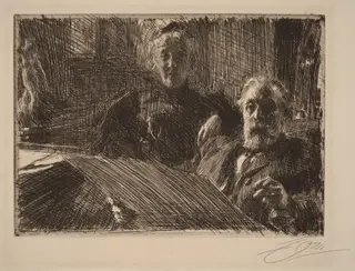 Mr. and Mrs. Furstenburg, by Anders Zorn, ink, 1895