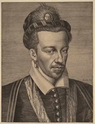 Henry III of France, by Hieronymus Wierix, ink, 1586
