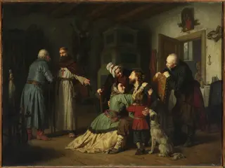 Return from bondage, by Leopold Loeffler, oil, 1863