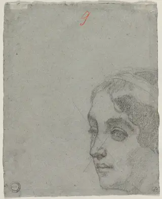 Head of a Woman (verso), by Thomas Couture, 1857