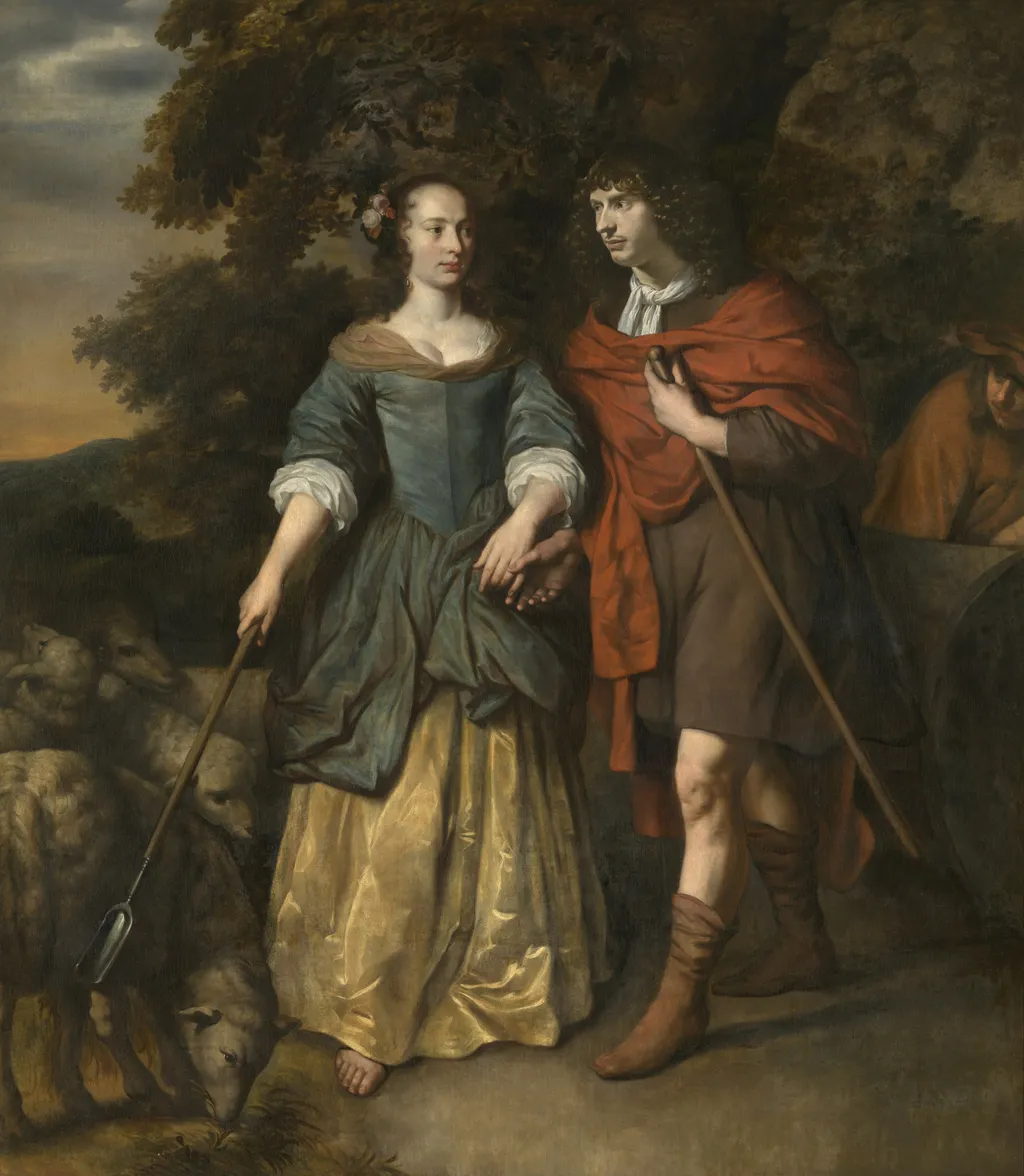 Young Couple in Shepherd's Costumes, by Gerbrand van den Eeckhout, oil, 1650