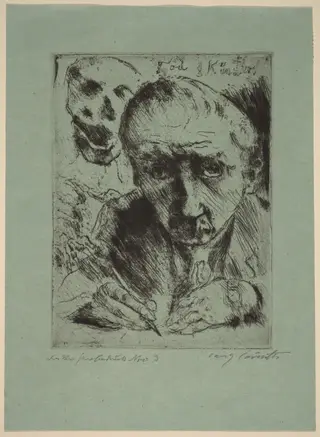 Death and the Artist (Tod und Künstler), by Lovis Corinth, ink, 1920