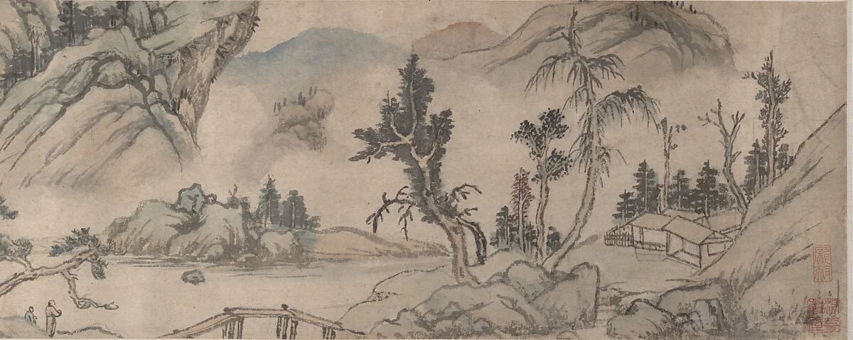 明 莫是龍 書畫 卷|Landscape, detail