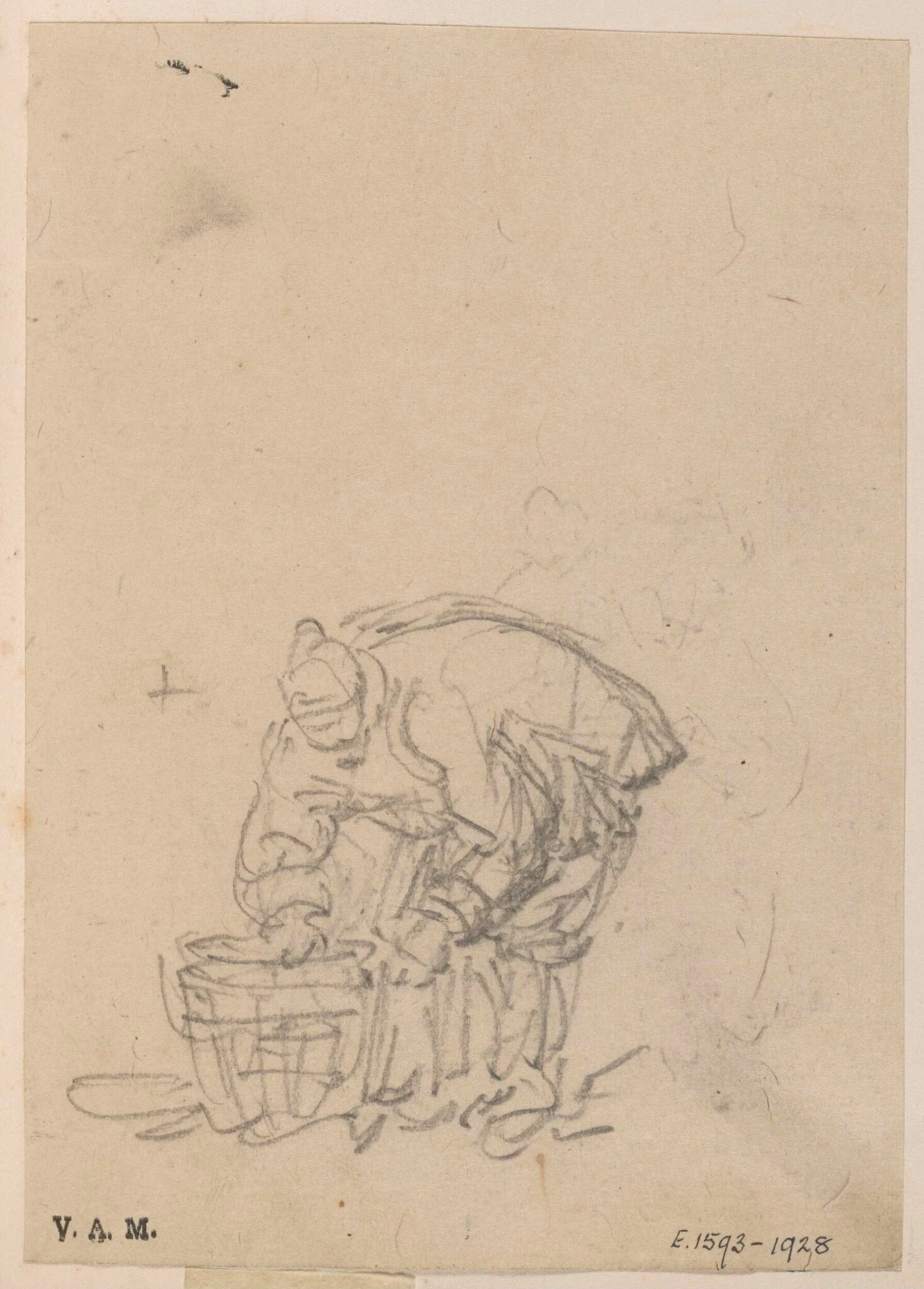 A stooping Chinese figure, detail