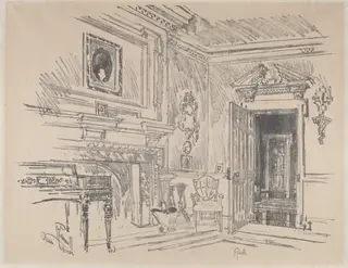 Drawing Room at Cliveden, by Joseph Pennell, ink, 1912