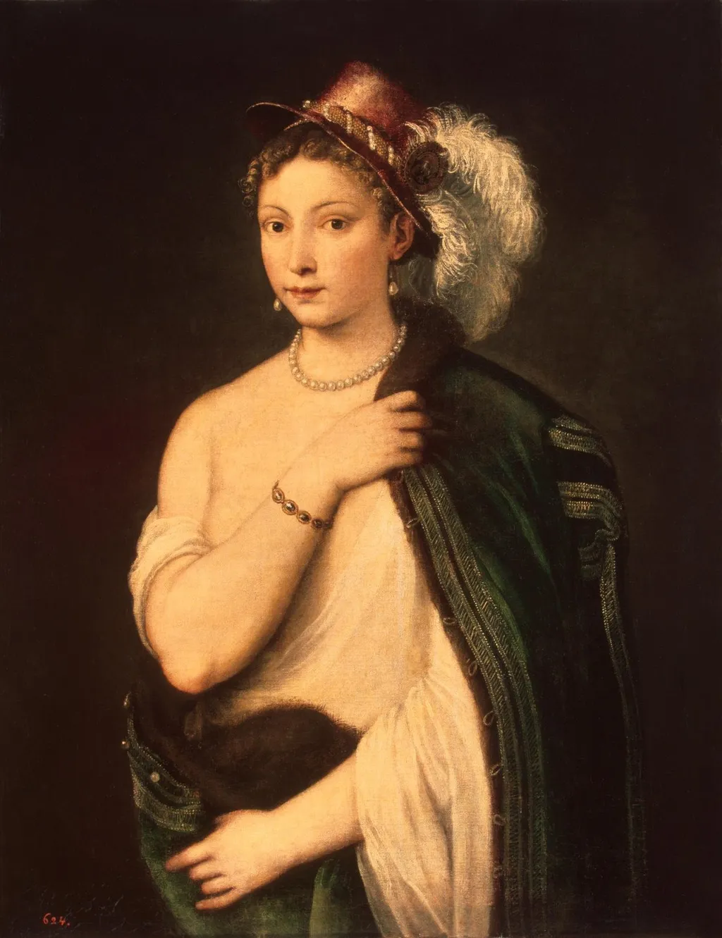 Portrait of a Young Woman, by Titian, oil, 1536