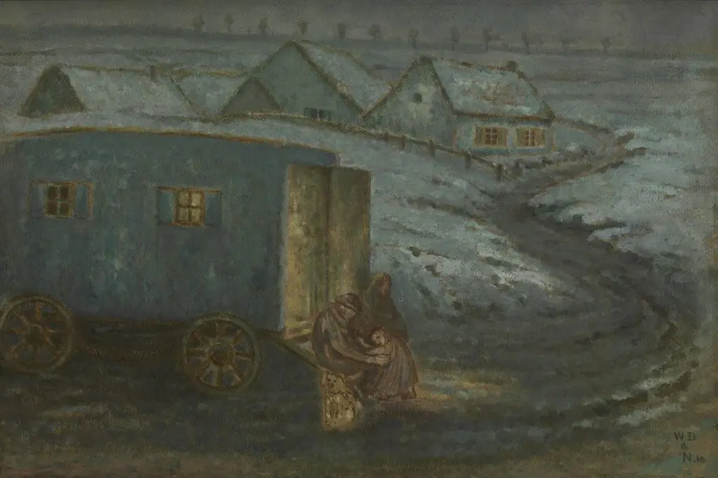 The Caravan, by William Degouve de Nuncques, oil, 1910