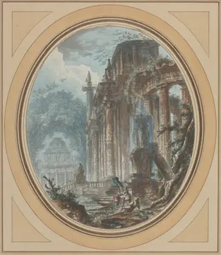 Garden Capriccio with Antique Ruins, by Jean Henry Alexandre Pernet, ink, 1788