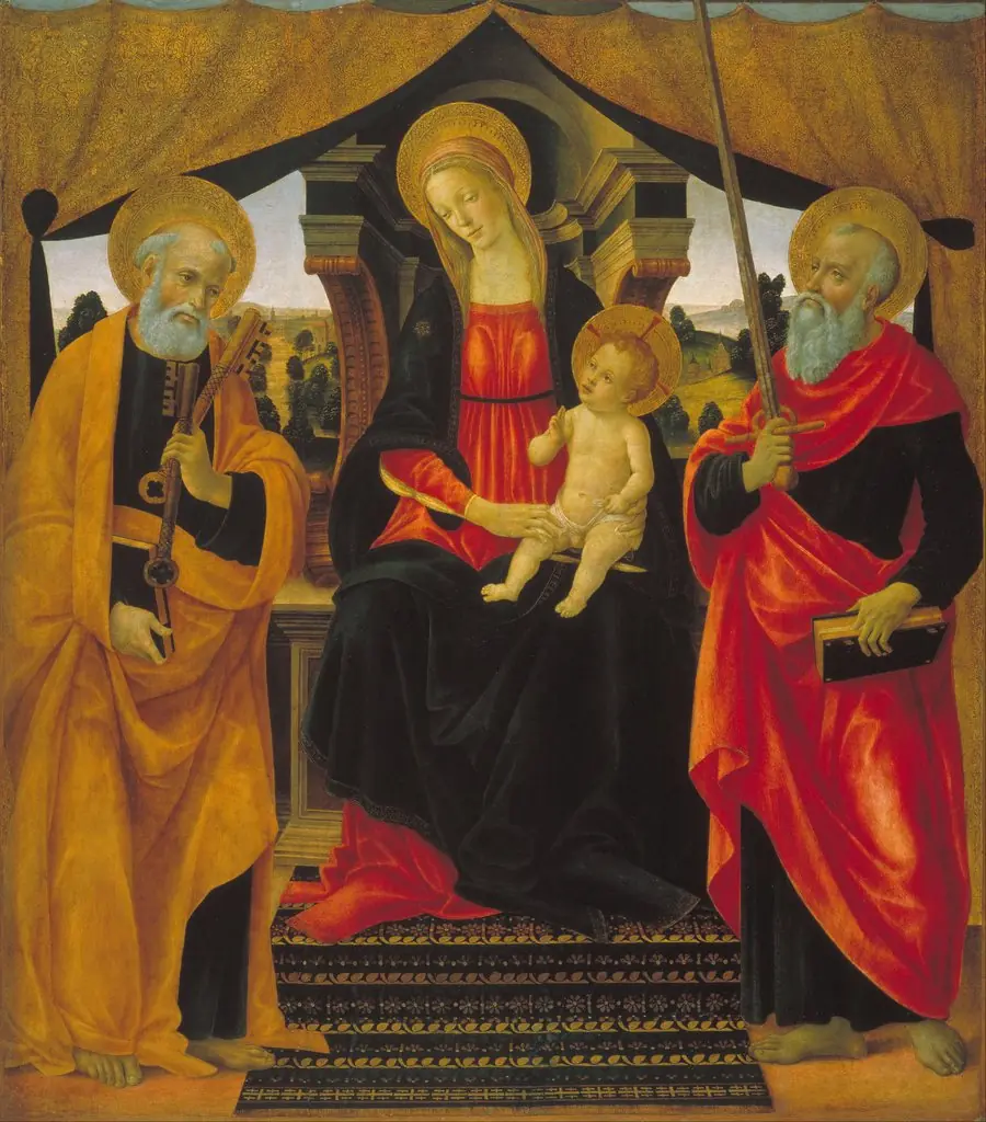 Virgin and Child between Saint Peter and Saint Paul, by Vincenzo Frediani, unspecified, 1496