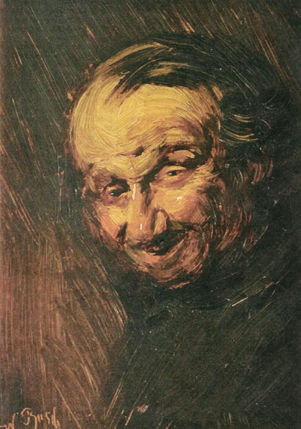 Das Knochenmännchen, Kopf eines alten Mannes, by Wilhelm Busch, oil, 1880