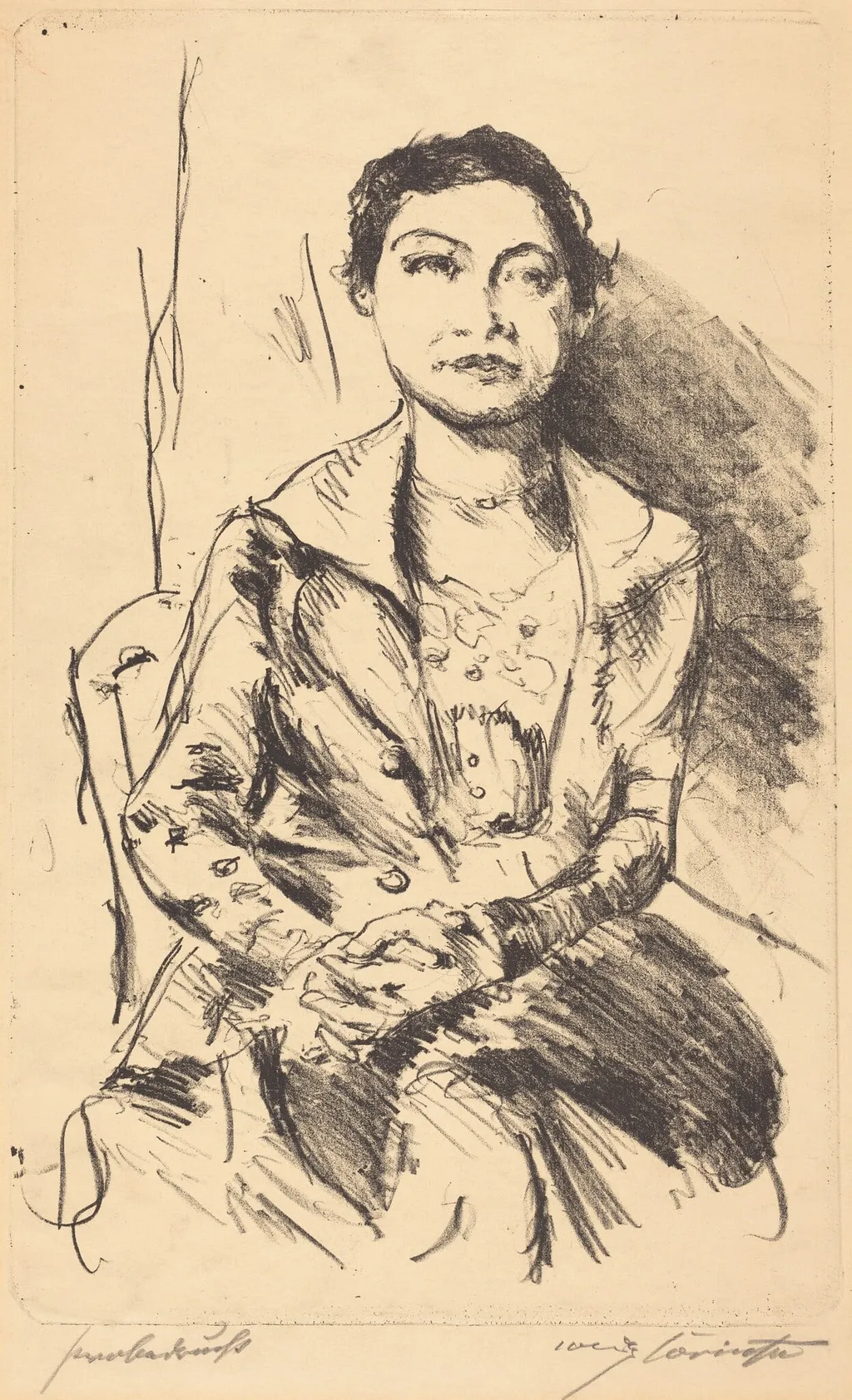 Anneliese Halbe, by Lovis Corinth, ink, 1918