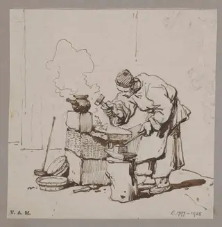 A blacksmith at his anvil, by George Chinnery, 19