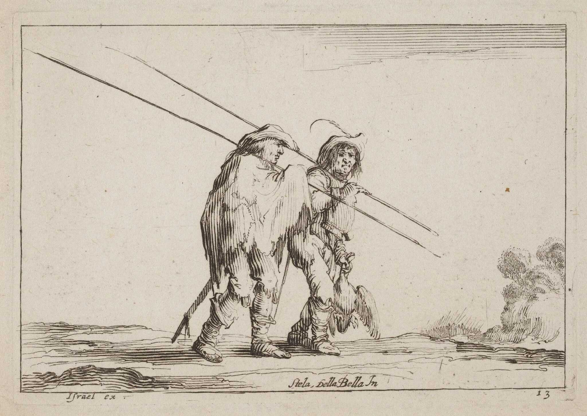 Two Pikemen Traveling on Foot, detail