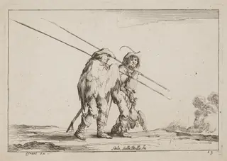 Two Pikemen Traveling on Foot, by Claude Goyrand, ink, 1641