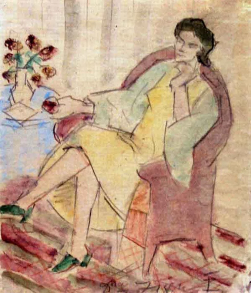 Femeia în fotoliu (Doamna Zissu), detail