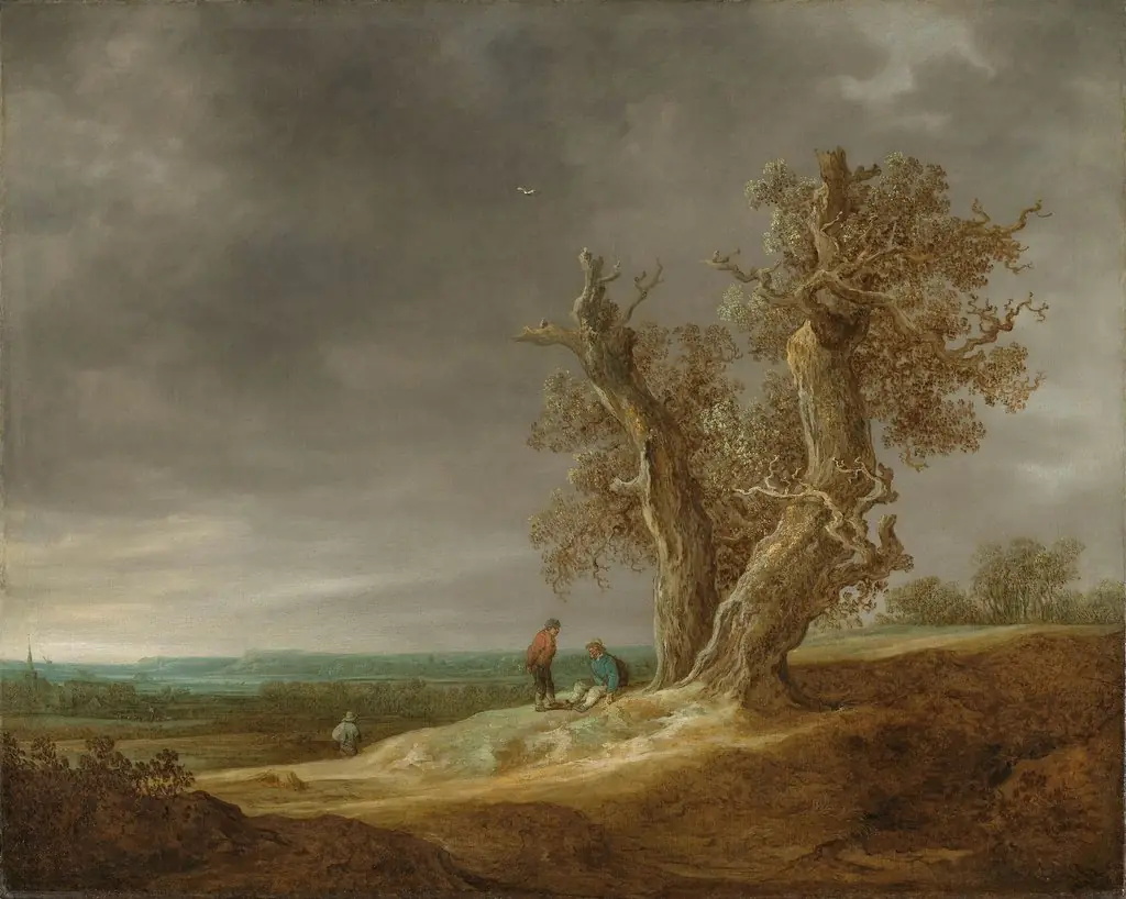 Landscape with Two Oaks, by Jan van Goyen, oil, 1641