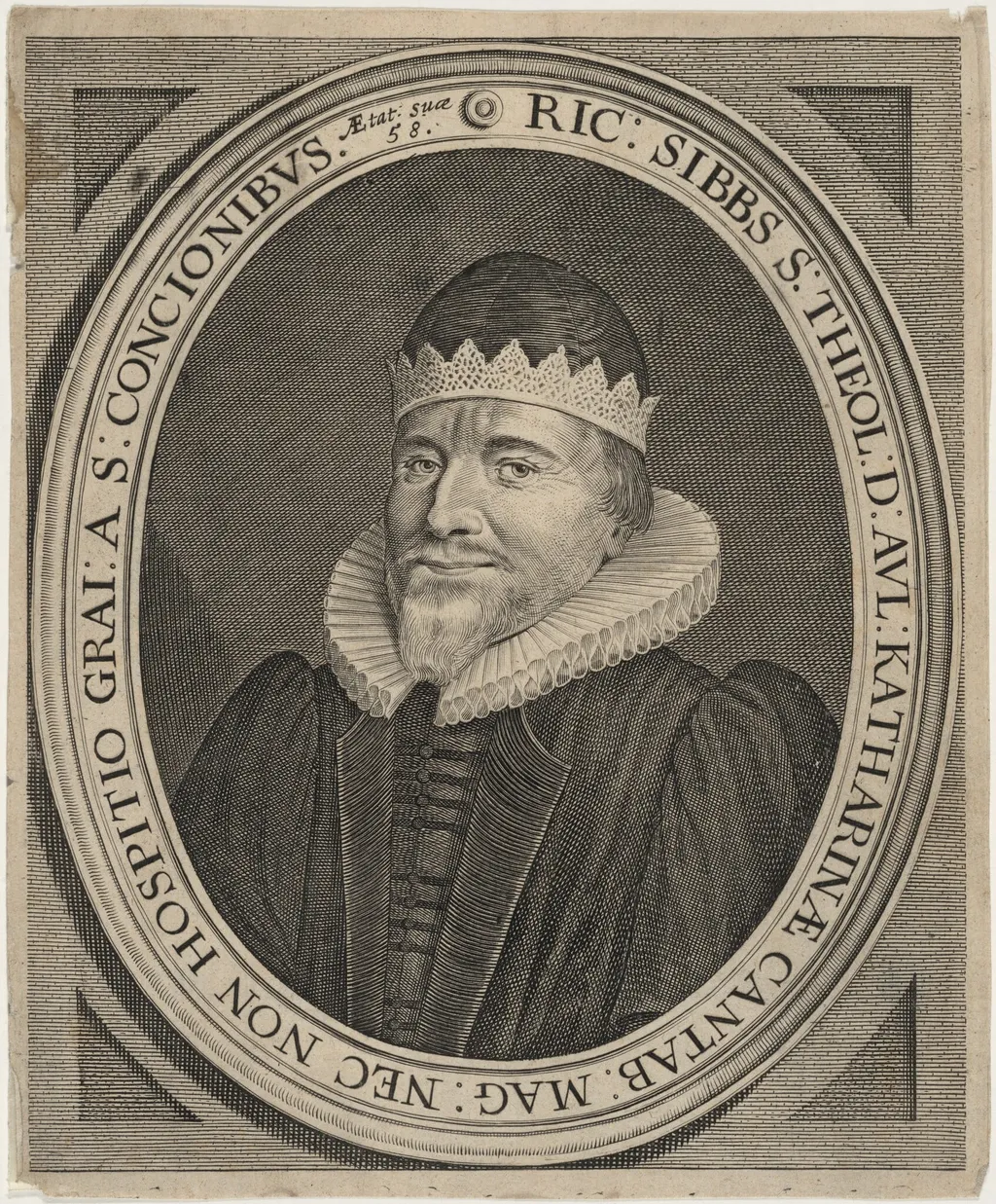 Rev. Richard Sibbes, by John Payne, ink, 1627