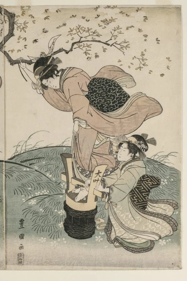 Cherry Blossoms in the Wind, detail