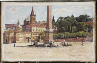 Piazza del Popolo in Rome, sketch, by Aleksander Gierymski, unspecified, 1900