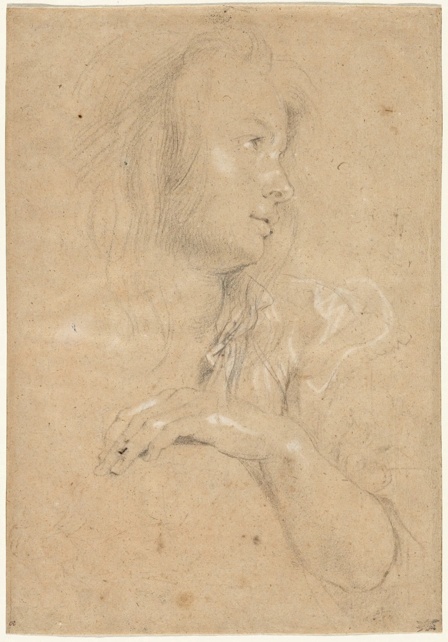 Young Woman in Profile, detail