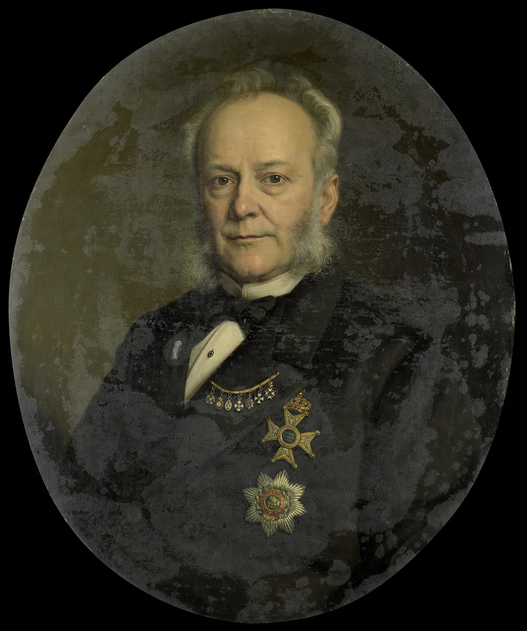 Pieter Mijer (1812-81). Gouverneur-generaal van Nederlands Oost Indië, by Johan Heinrich Neuman, oil, 1875