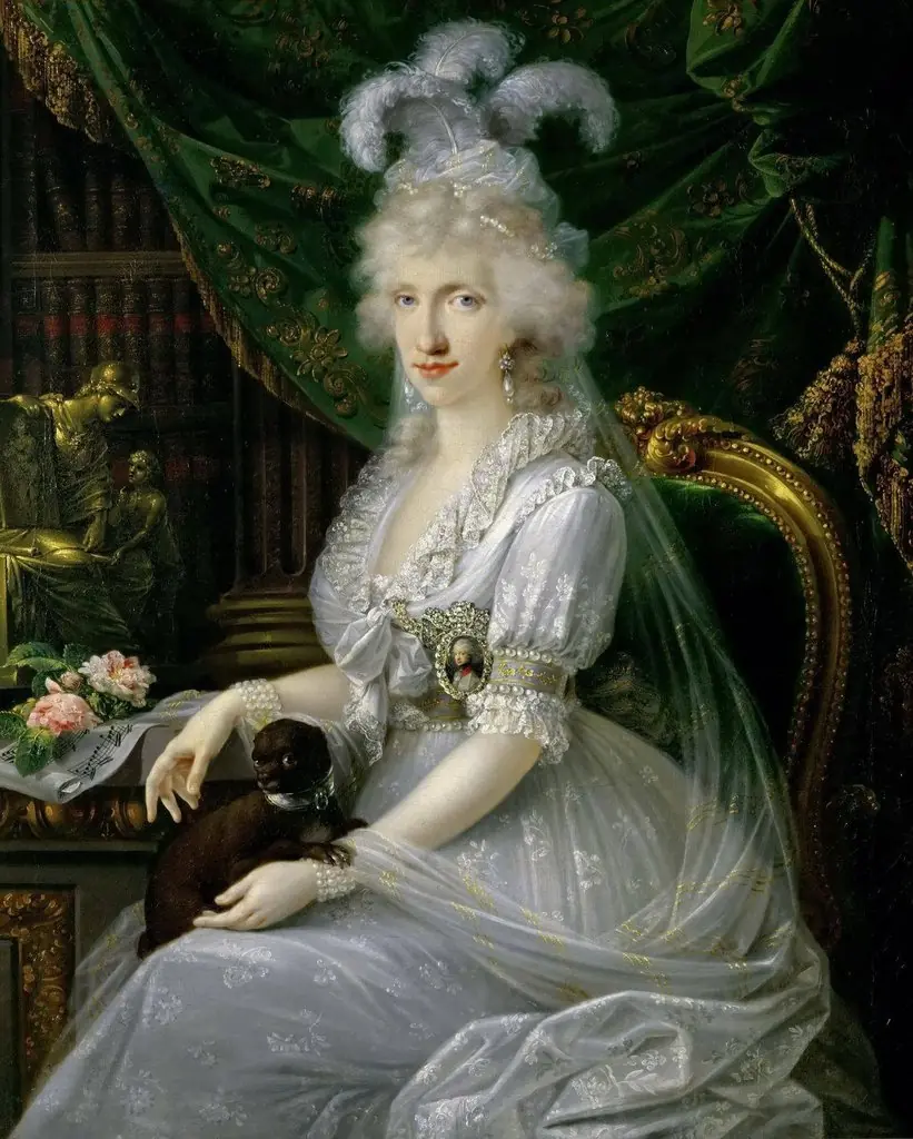 Luisa Maria Amelia Teresa of Naples and Sicily, Princess of Naples and Sicily (1773-1802), Grand Duchess Consort of Tuscany, wife of Archduke Ferdinand III of Tuscany, by Joseph Dorffmeister, oil, 1799
