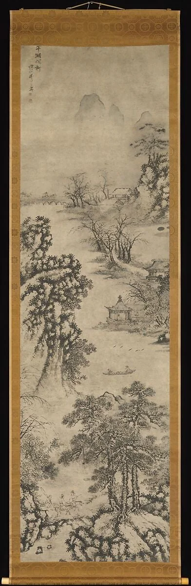 明 謝時臣 四時佳興圖 軸 四幅|Landscapes of the Four Seasons, detail