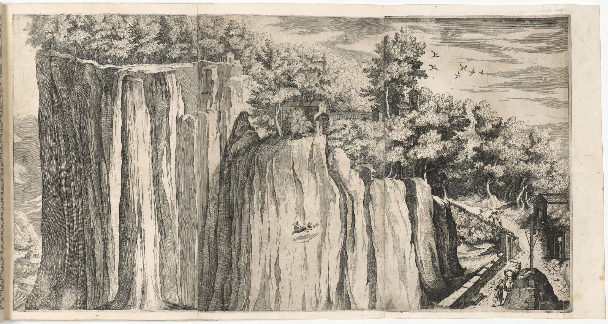 View of the Mountain of La Verna from the Road of Casentino (Vue de la montagne della Vernia...) [plate A], detail